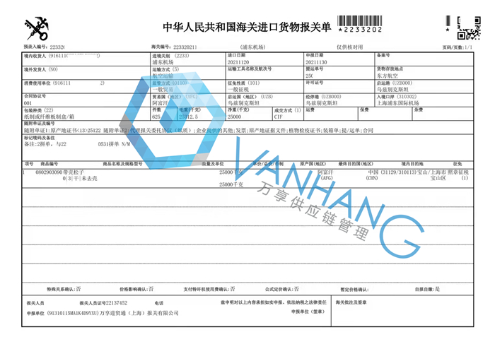 阿富汗松子進(jìn)口報(bào)關(guān)流程 阿富汗松子進(jìn)口報(bào)關(guān)流程